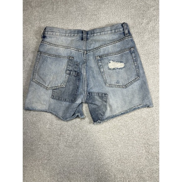 We‎ The Free Denim Shorts Patchwork Distressed Frayed Hem Casual EUC Size 24 - Picture 7 of 9
